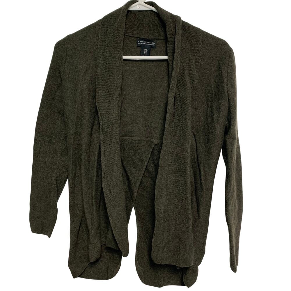 Adrienne Vittadini Women’s Extra Fine Merino Wool Dark Green Cardigan Size Small